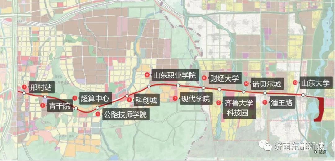 发改委批复版, 济南地铁8号线示意图10站